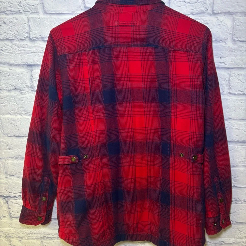 DULUTH TRADING FREE SWINGIN FLEECE LINED PLAID FLANNEL SHIRT JACKET SHACKET Med